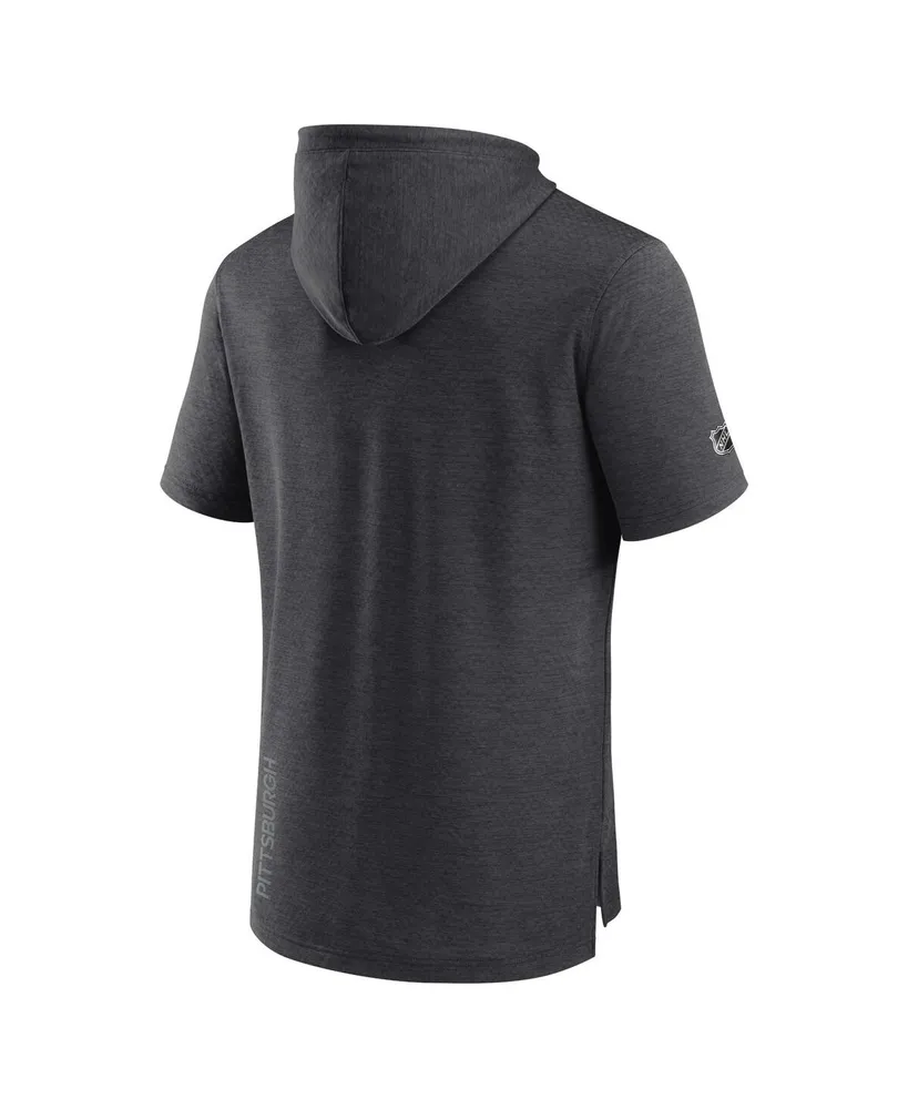 Men's Fanatics Heather Charcoal Pittsburgh Penguins Authentic Pro Short Sleeve Pullover Hoodie
