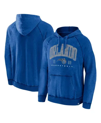 Men's Fanatics Heather Blue Distressed Orlando Magic Foul Trouble Snow Wash Raglan Pullover Hoodie