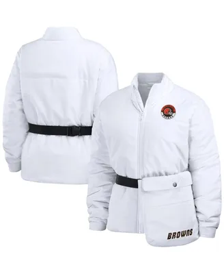 Women's Wear by Erin Andrews White Cleveland Browns Packaway Full-Zip Puffer Jacket