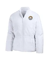 Women's Wear by Erin Andrews White Pittsburgh Steelers Packaway Full-Zip Puffer Jacket