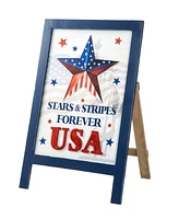 Glitzhome 24" H Patriotic, Americana Wooden Easel Porch Decor