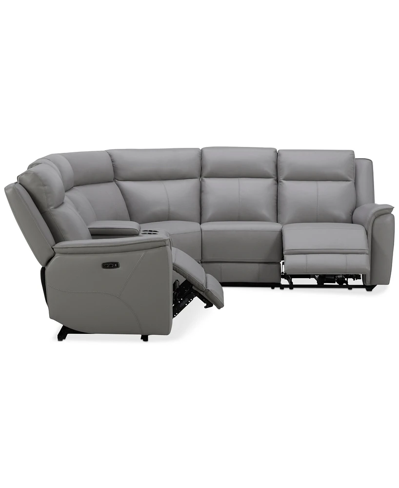 Addyson 117" 6-Pc. Leather Sectional with 2 Zero Gravity Recliners Power Headrests and 1 Console, Created for Macy's