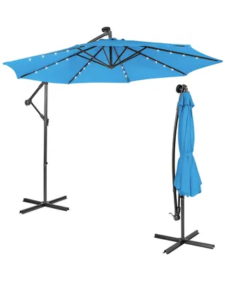 Patio Solar Powered Cantilever Umbrella with Tilting System