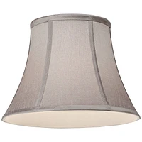 Set of 2 Pewter Gray Small Bell Lamp Shades 7" Top x 12" Bottom x 9" High (Spider) Replacement with Harp and Finial - Springcrest