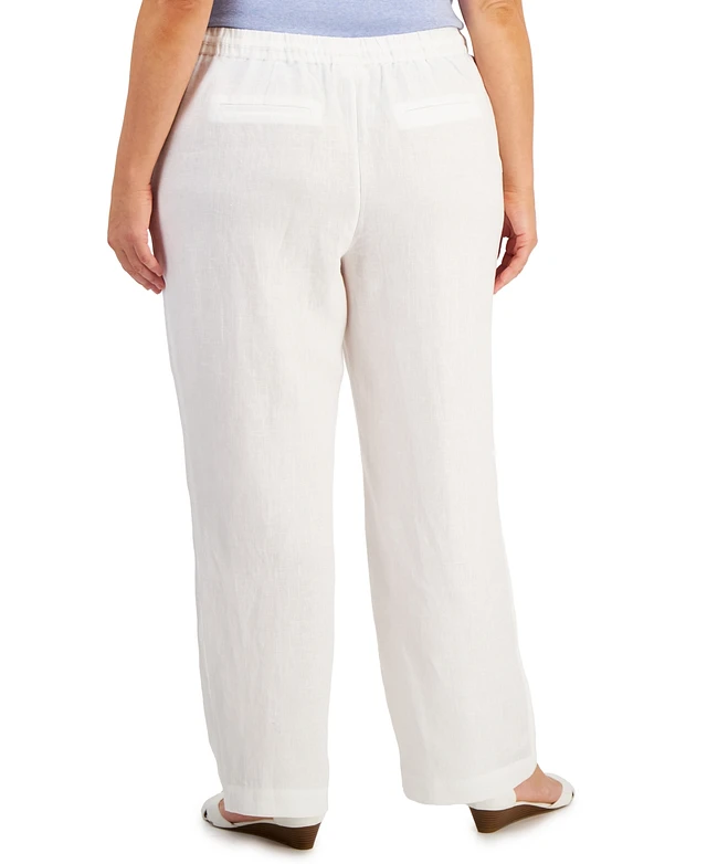 Drawstring Pants Macys Linen Pants Charter Club Plus 100% Linen - Main Image