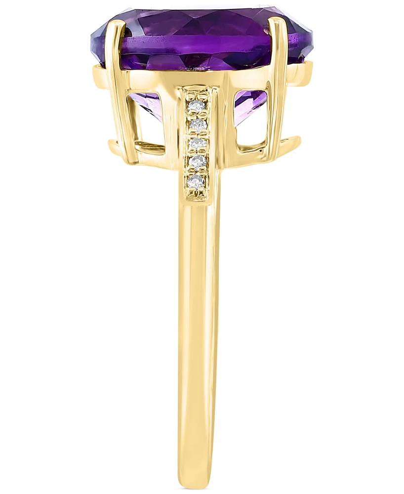 Effy Amethyst (4-1/6 ct. t.w.) & Diamond (1/20 ct. t.w.) Oval Ring in 14k Gold