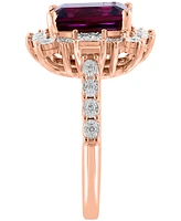 Effy Rhodolite (4-1/10 ct. t.w) & Diamond (1/6 ct. t.w.) Halo Ring in 14k Rose Gold