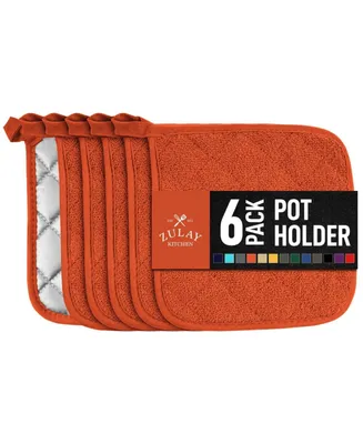 Washable Quilted Terry Cloth Potholder for Cooking and Baking (6 Pack)