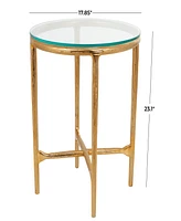 Rosemary Lane 18" x 18" x 23" Aluminum Textured Glass Tabletop Accent Table