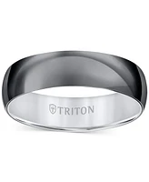Triton Men's Titan Wedding Band Black & White Titanium