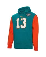 Men's Mitchell & Ness Dan Marino Aqua Miami Dolphins Retired Player Name and Number Pullover Hoodie