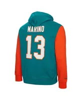 Men's Mitchell & Ness Dan Marino Aqua Miami Dolphins Retired Player Name and Number Pullover Hoodie