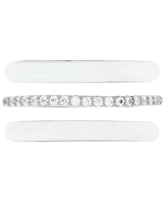3-Pc. Set Enamel & Cubic Zirconia Stack Ring Sterling Silver