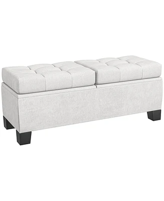 Homcom Storage End of Bed Bench, Upholstered Bench with Steel Frame