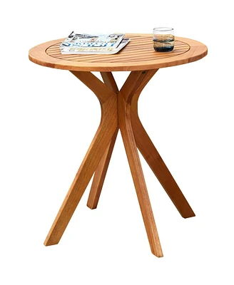 Inolait 27 InchOutdoor Round Solid Wood Coffee Side Bistro Table
