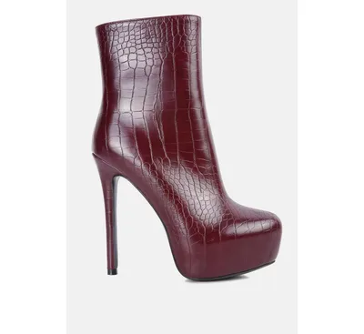 Womens orion high heeled croc ankle boot