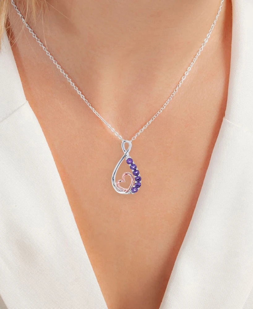 Amethyst Heart & Infinity 18" Pendant Necklace (1/3 ct. t.w.) in Sterling Silver & 14k Rose Gold-Plated