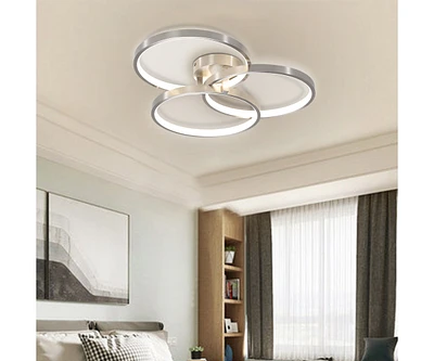 Three Ring Design, Contemporary Semi-Flush Mount With Inner Ring Illumination Ceiling Lamp