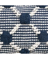 Josie Indigo Pillow Blue 14" x 22" Rectangle Soft Woven Pillow For Couch Sofa Bed Chair Cotton