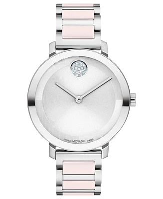 Movado Women's Swiss Bold Evolution 2.0 Blush Ceramic & Stainless Steel Bracelet Watch 34mm