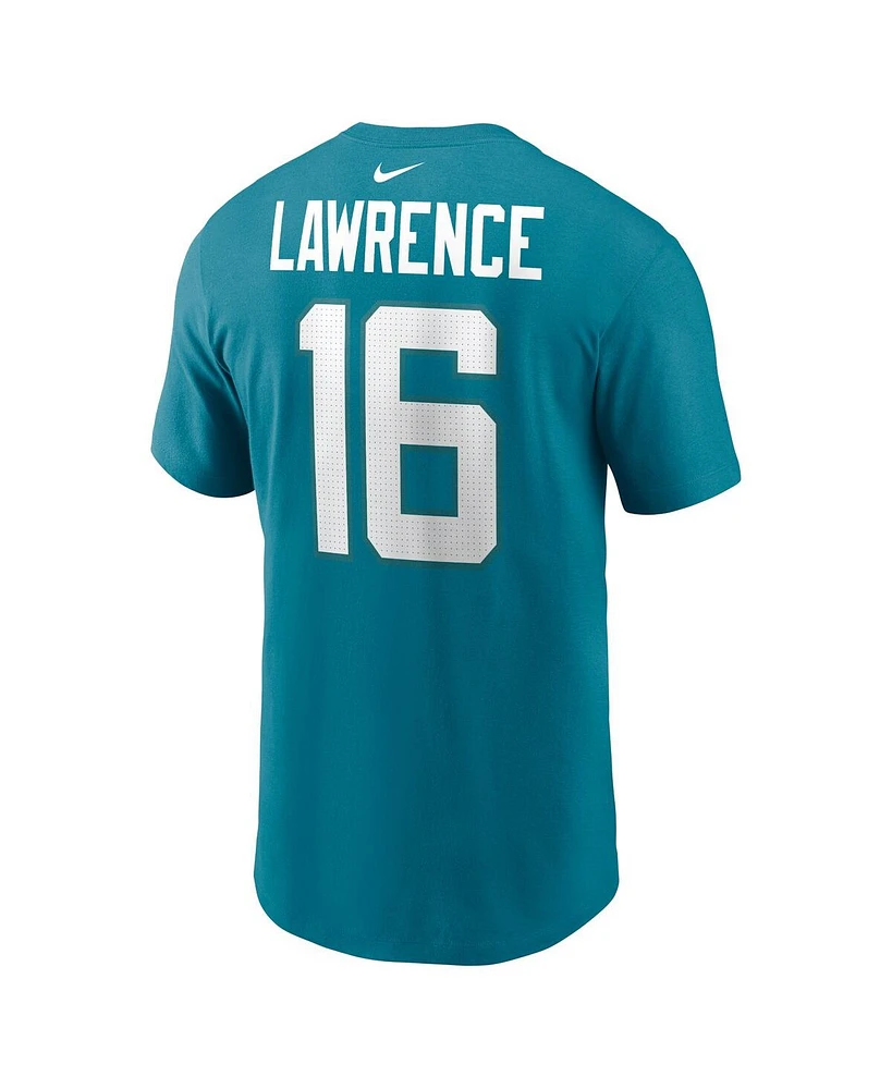 Men's Nike Trevor Lawrence Teal Jacksonville Jaguars Player Name and Number T-shirt