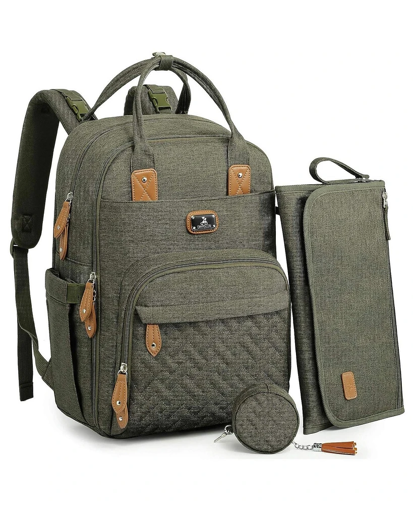 Dikaslon Diaper Bag Backpack with Portable Changing Pad, Pacifier Case and Stroller Straps