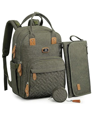 Dikaslon Diaper Bag Backpack with Portable Changing Pad, Pacifier Case and Stroller Straps