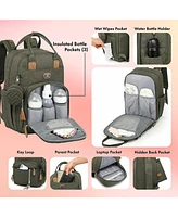 Dikaslon Diaper Bag Backpack with Portable Changing Pad, Pacifier Case and Stroller Straps