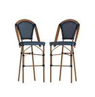 Sacha Set Of Two Stacking Bistro Bar Stools With Pe Seats And Backs Metal Frames For Indoor/Outdoor Use