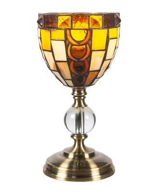 Dale Tiffany 13" Tall Vienne Tiffany Handmade Genuine Stained Glass Shade Accent Lamp