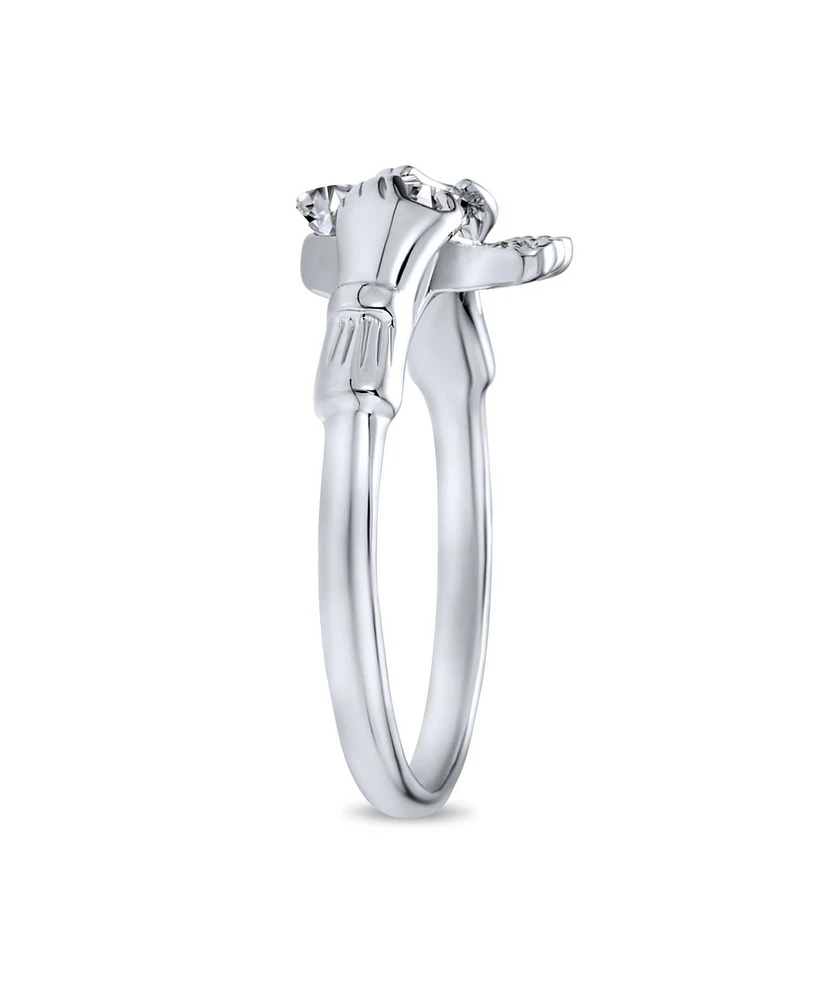 Bling Jewelry Sorority Sister Bff Celtic Irish Friendship Promise Cz Cubic Zirconia Crown Heart Claddagh Ring.925 Sterling Silver