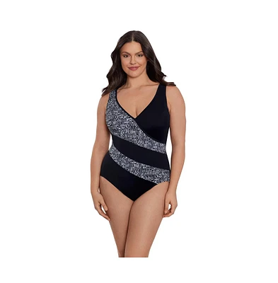 Women's Longitude Faux Surplice Tank One-Piece Swimsuit