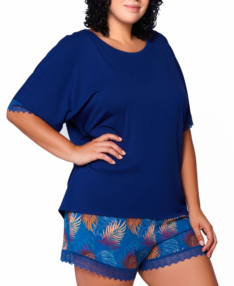 iCollection Plus 2Pc. Soft Pajama Set Trimmed Lace
