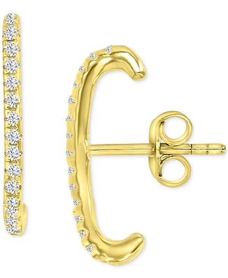 Pave Huggie Stud Earrings in 14k Gold-Plated Sterling Silver