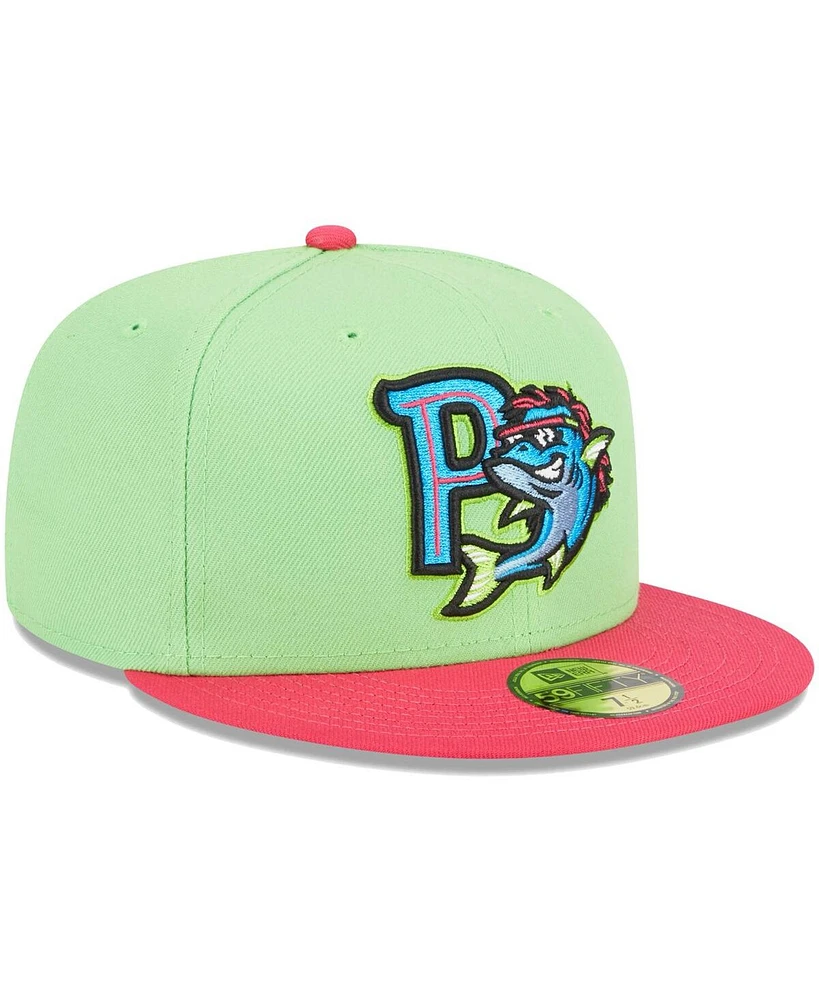 Men's New Era Green Pensacola Blue Wahoos Theme Nights Pensacola Mullets Alternate 2 59FIFTY Fitted Hat