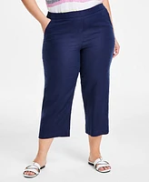 Charter Club Plus 100% Linen Cropped Pants, Exclusively at Macy's