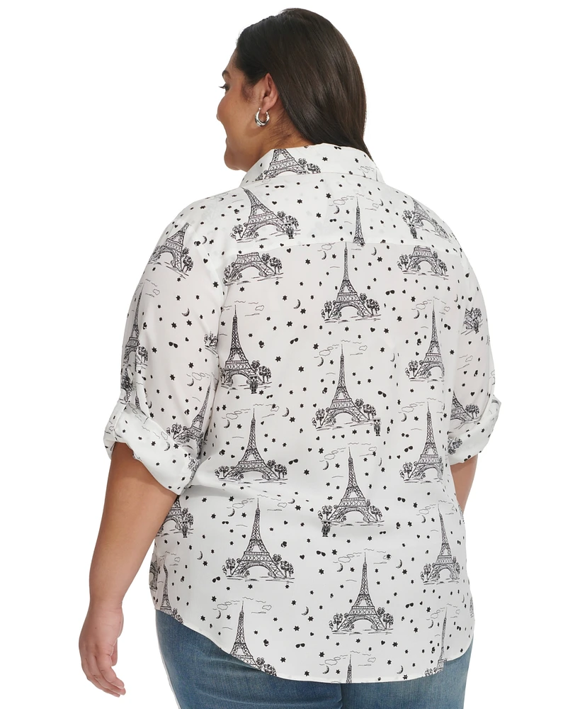 Karl Lagerfeld Paris Plus Whimsical Woven Shirt, First@Macy's