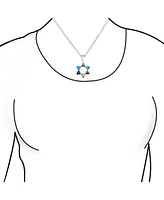 Bling Jewelry Modern Multi-Color Cz Judaica Hanukkah Star of David Pendant Necklace Sterling Silver For Women s