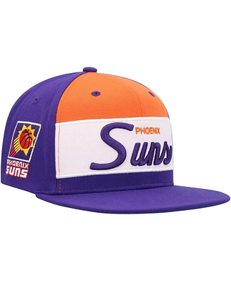 Men's Mitchell & Ness White, Purple Phoenix Suns Retro Sport Colorblock Script Snapback Hat