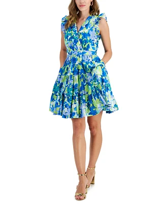 Taylor Petite V-Neck Sleeveless Cotton A-Line Dress