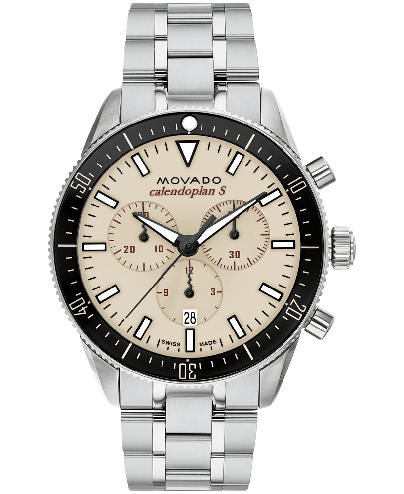Movado Men's Calendoplan S Swiss Quartz Chrono Stainless Steel Silver-tone Watch 42mm