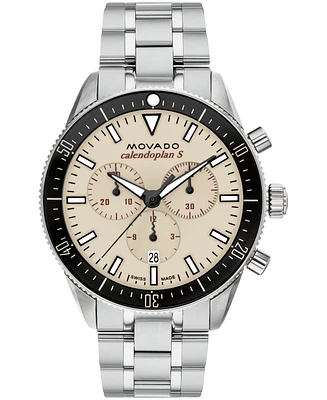 Movado Men's Calendoplan S Swiss Quartz Chrono Stainless Steel Silver-tone Watch 42mm
