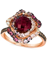 Le Vian Chocolatier Multi-Gemstone (2-1/2 ct. t.w.) & Chocolate Diamond (1/5 ct. t.w.) Statement Ring in 14k Rose Gold