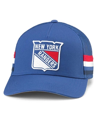 Men's American Needle Blue New York Rangers HotFoot Stripes Trucker Adjustable Hat