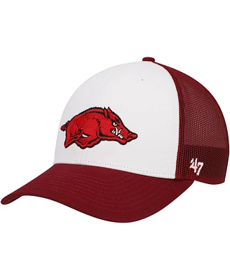 Men's '47 Brand White, Cardinal Arkansas Razorbacks Freshman Trucker Adjustable Hat