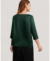 Lilysilk Women's 3/4 Sleeve Boat Neck Silk Blouse