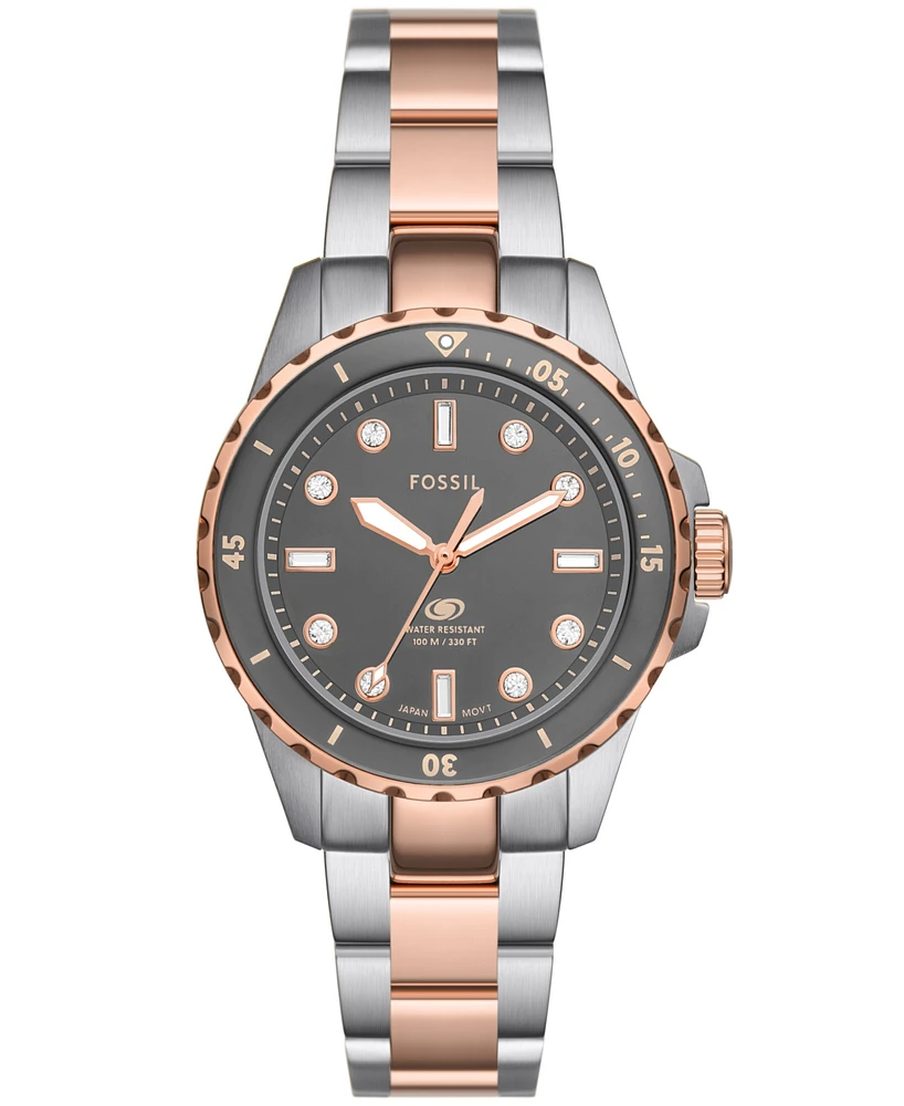 Fossil Women's Blue Dive Three-Hand Two-Tone Stainless Steel Watch 36mm