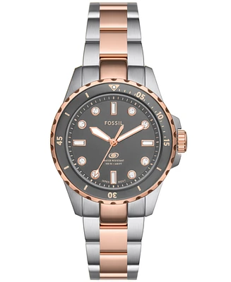 Fossil Women's Blue Dive Three-Hand Two-Tone Stainless Steel Watch 36mm