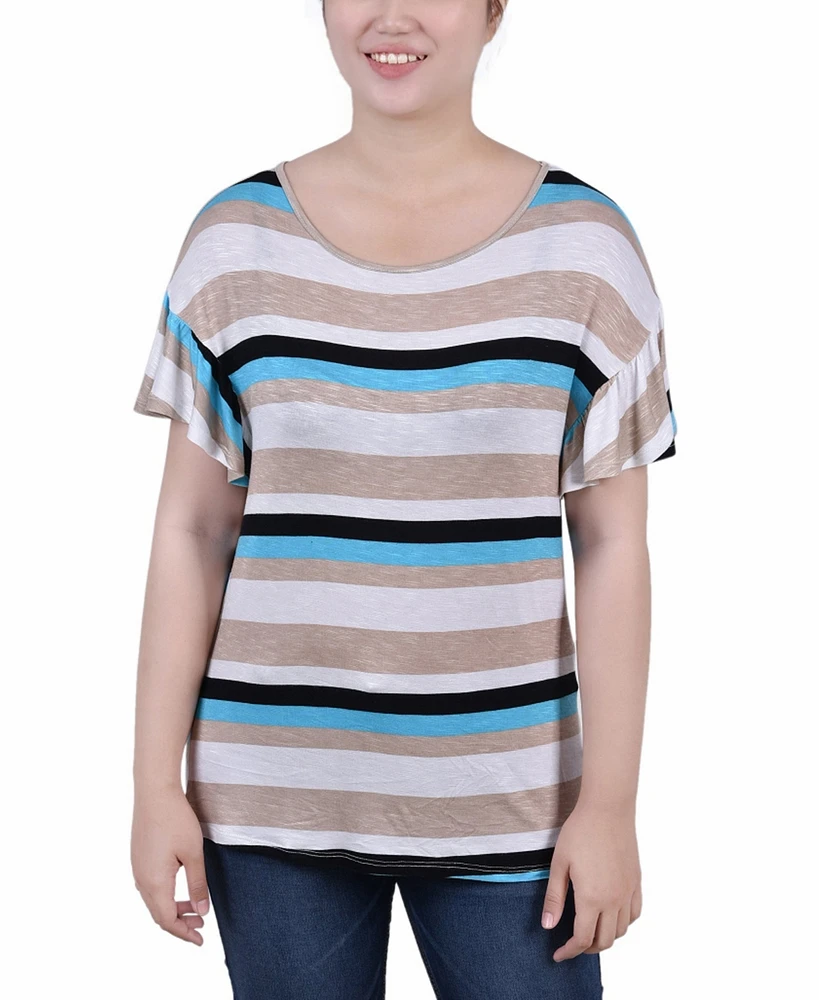 Ny Collection Women's Short Flutter Sleeve Top