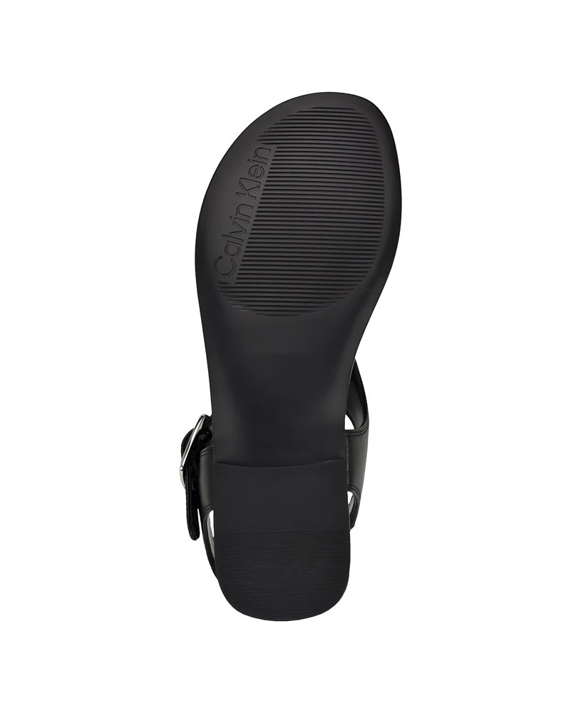 Calvin Klein Women's Moraca Buckle T-Strap Flat Sandals